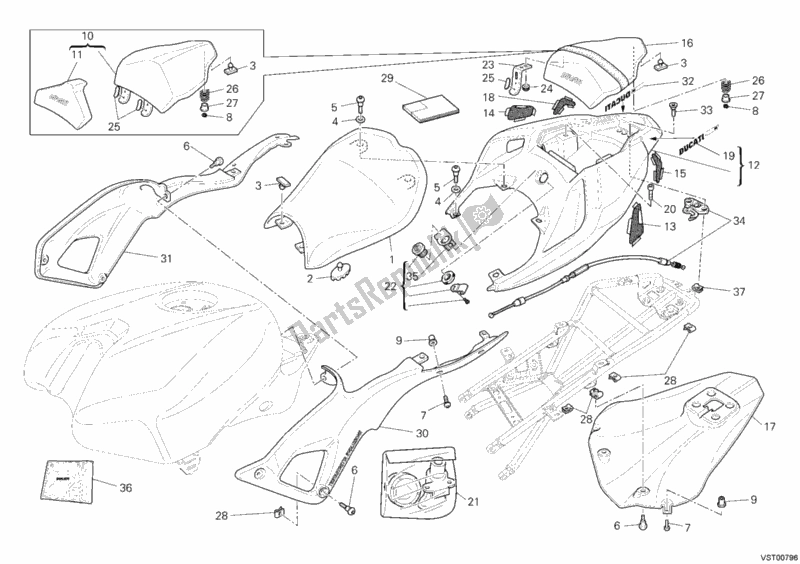 Wszystkie części do Siedzenie Ducati Superbike 1098 S 2008